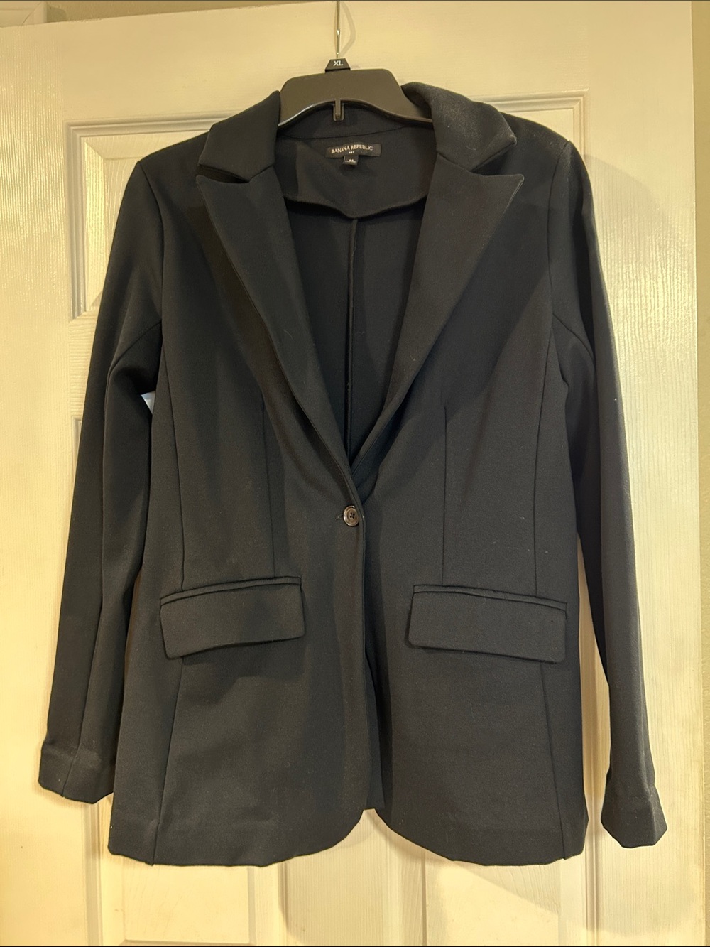 Banana Republic Black Single-Button Ponte Blazer Jacket